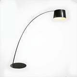 Modern Black Barrel Arc Metal Living Room Floor Lamp Image - 7