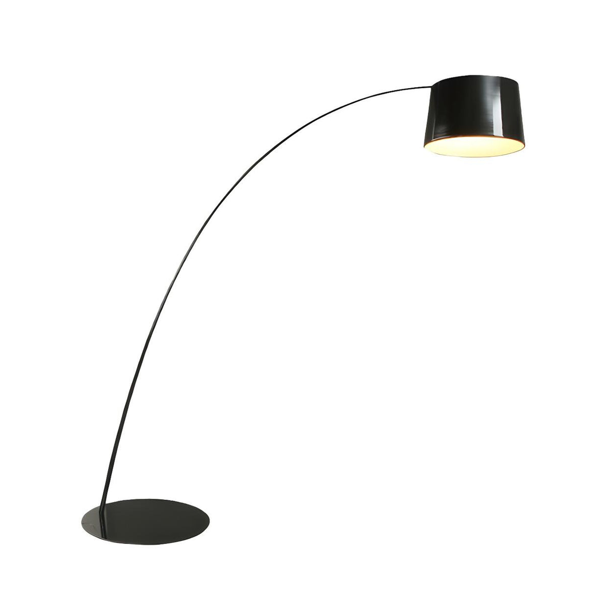 Modern Black Barrel Arc Metal Living Room Floor Lamp Image - 9