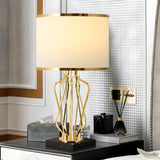 Modern Black Barrel Shade Chic Metal Base Table Lamp Image - 13