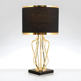 Modern Black Barrel Shade Chic Metal Base Table Lamp Image - 16