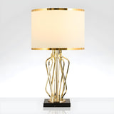 Modern Black Barrel Shade Chic Metal Base Table Lamp Image - 17