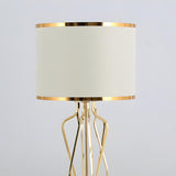 Modern Black Barrel Shade Chic Metal Base Table Lamp Image - 4