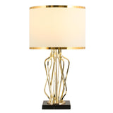 Modern Black Barrel Shade Chic Metal Base Table Lamp Image - 5