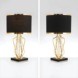 Modern Black Barrel Shade Chic Metal Base Table Lamp Image - 7