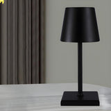 Modern Black Barrel Shade Square Base Simple Table Lamp Image - 1