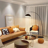 Modern Black Bowl Shade Arc Metal LED Floor Lamp Image - 1