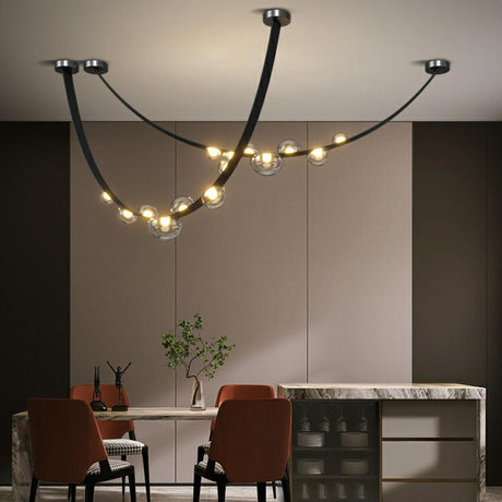 Modern Black Bubble and Belt Island Ceiling Light Image - 1