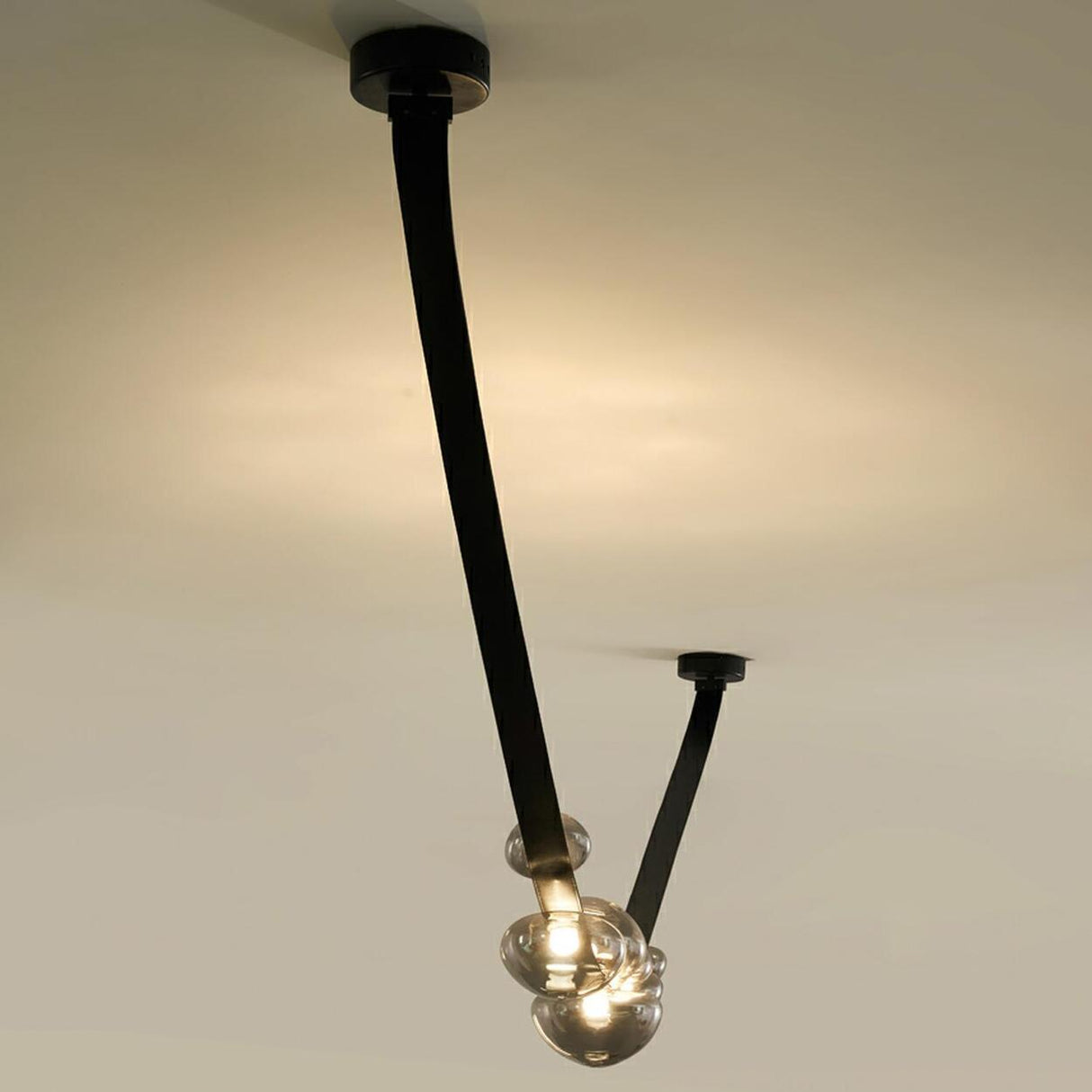 Modern Black Bubble and Belt Island Ceiling Light Image - 6