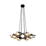 Modern Black Clear Glass Ball Pendant Chandelier Dining Room Image - 3