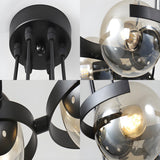 Modern Black Clear Glass Ball Pendant Chandelier Dining Room Image - 4