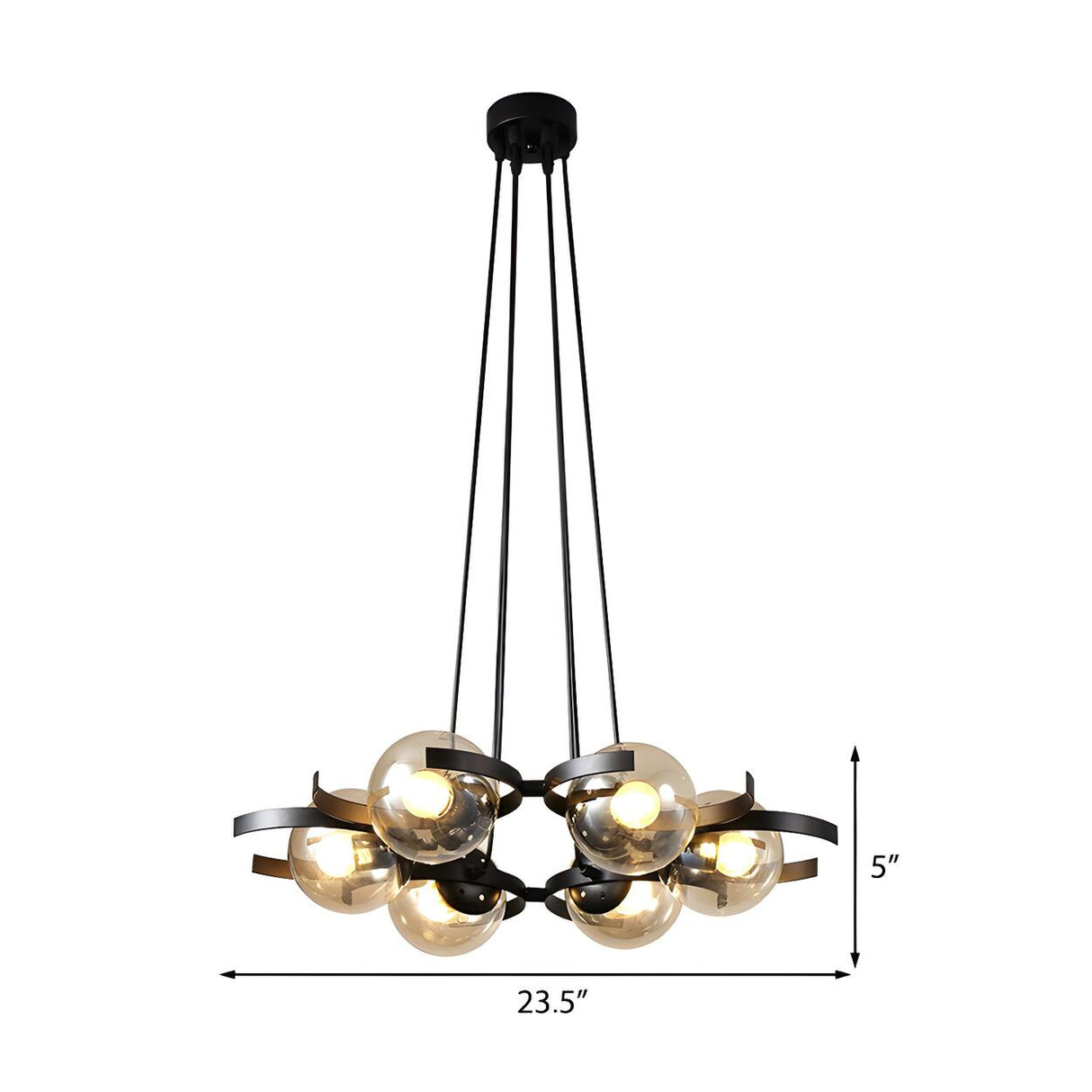 Modern Black Clear Glass Ball Pendant Chandelier Dining Room 