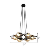 Modern Black Clear Glass Ball Pendant Chandelier Dining Room #size