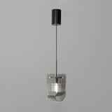 Modern Black Clear Glass Cage Geometric Pendant Light Image - 2