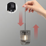 Modern Black Clear Glass Cage Geometric Pendant Light Image - 7