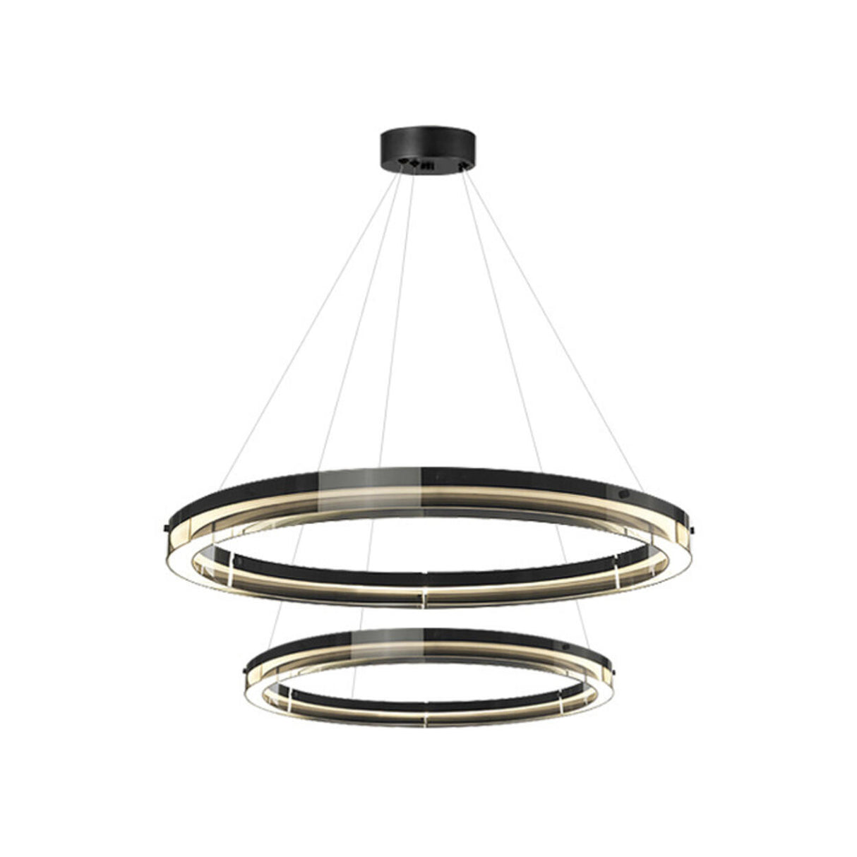 Modern Black Clear Glass Circular LED Chandelier Image - 10