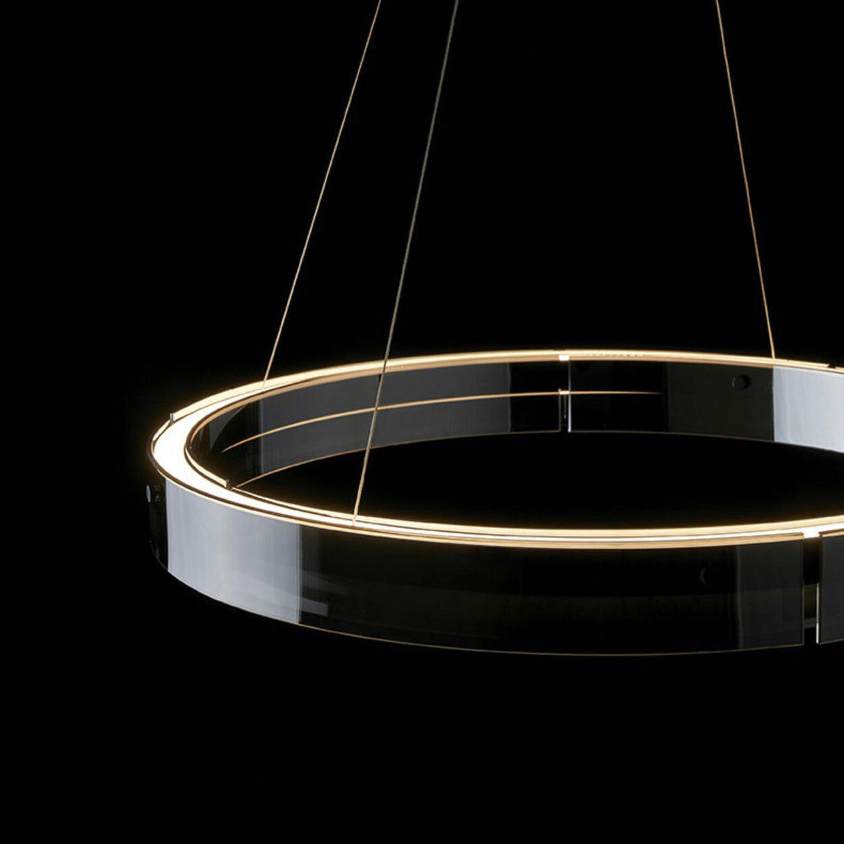 Modern Black Clear Glass Circular LED Chandelier Image - 15