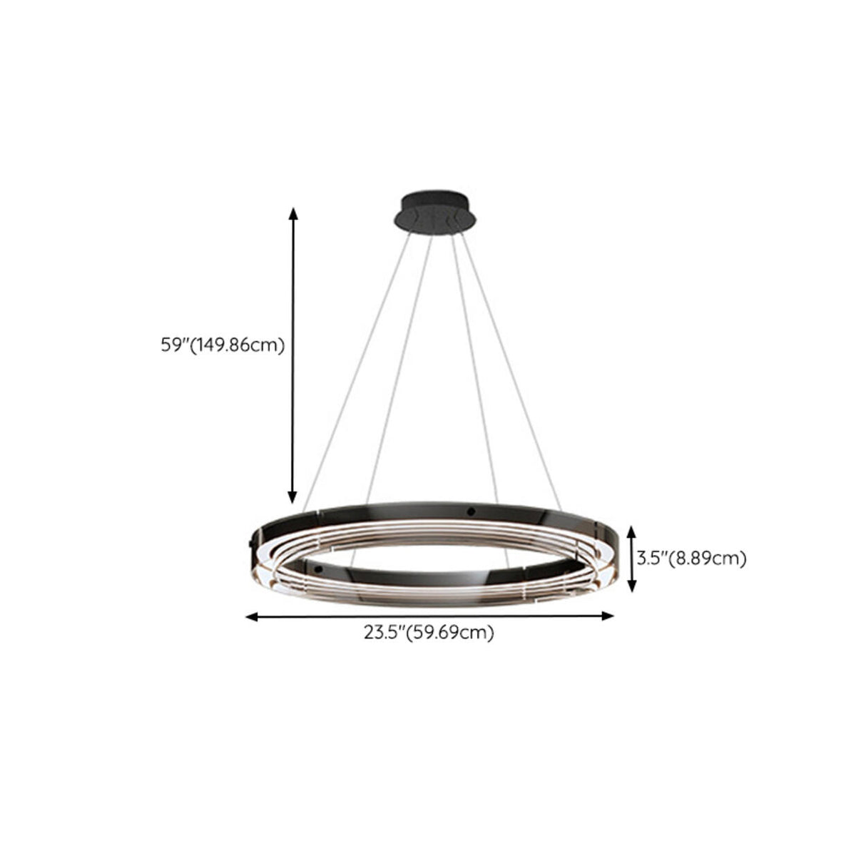 Modern Black Clear Glass Circular LED Chandelier 