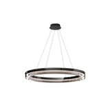 Modern Black Clear Glass Circular LED Chandelier Image - 2