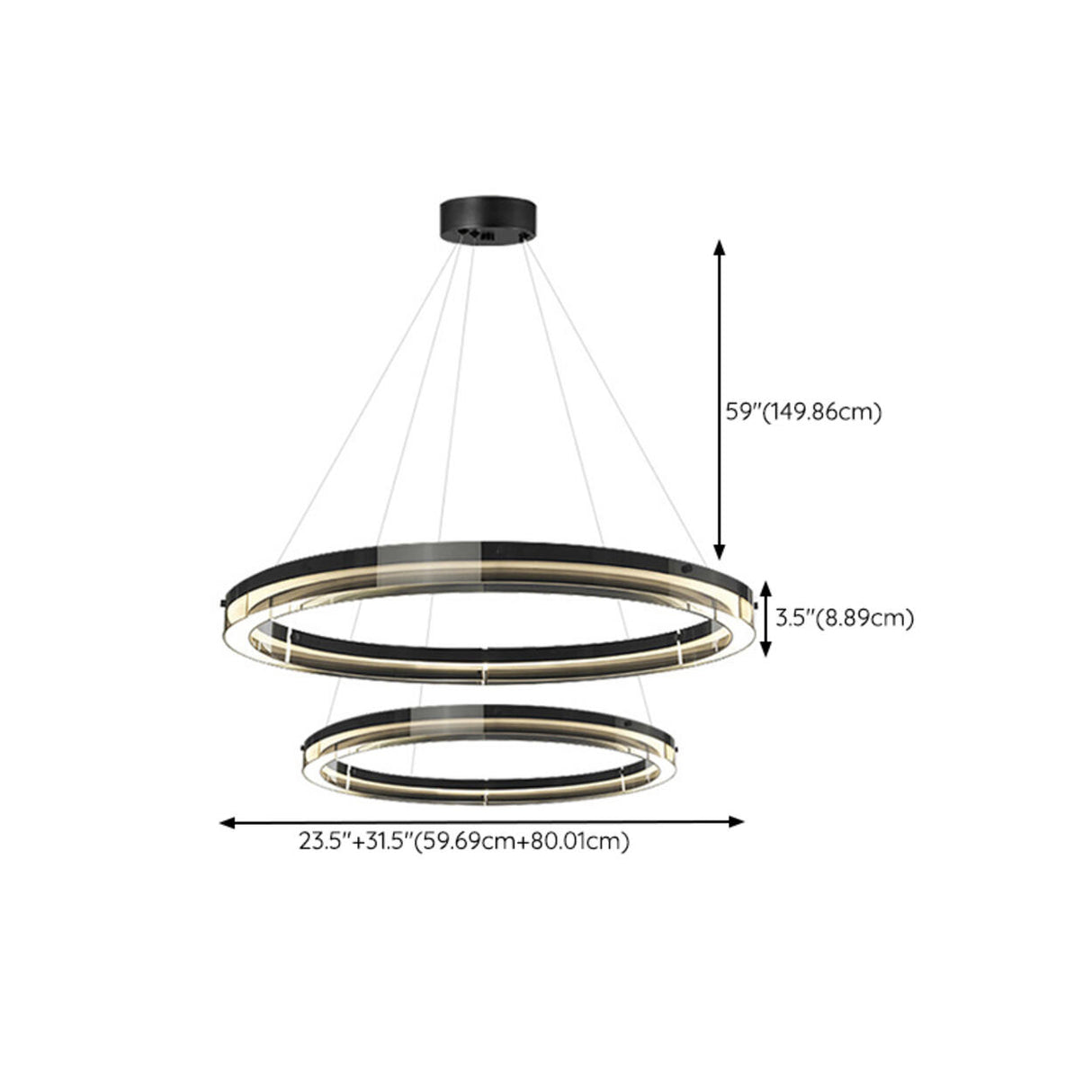 Modern Black Clear Glass Circular LED Chandelier Image - 21