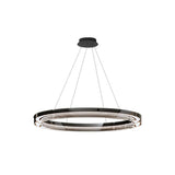 Modern Black Clear Glass Circular LED Chandelier Image - 3