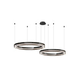 Modern Black Clear Glass Circular LED Chandelier Image - 5