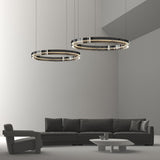 Modern Black Clear Glass Circular LED Chandelier Image - 6