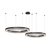 Modern Black Clear Glass Circular LED Chandelier Image - 7