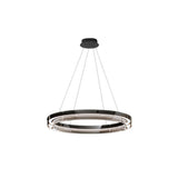 Modern Black Clear Glass Circular LED Chandelier Image - 9