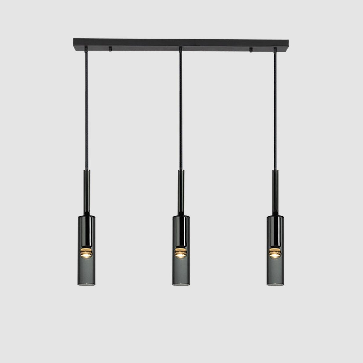 Modern Black Clear Glass Cylinder Tube Pendant Light Image - 10