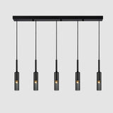 Modern Black Clear Glass Cylinder Tube Pendant Light Image - 11