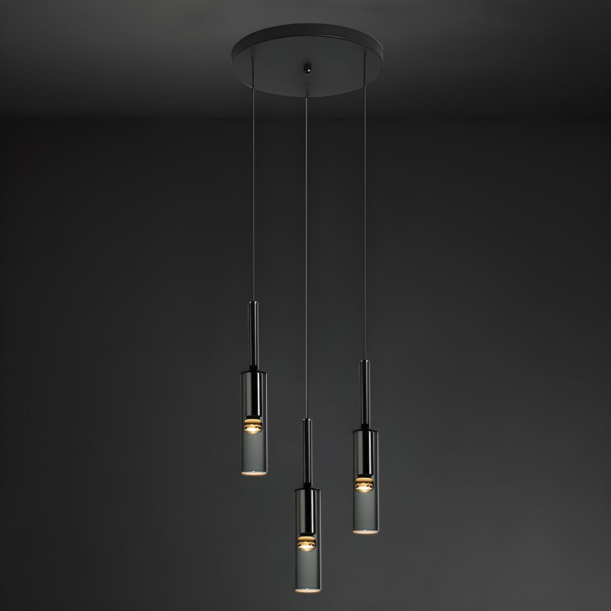 Modern Black Clear Glass Cylinder Tube Pendant Light Image - 12