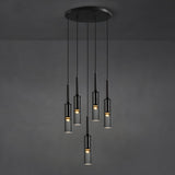 Modern Black Clear Glass Cylinder Tube Pendant Light Image - 13