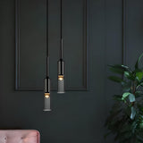 Modern Black Clear Glass Cylinder Tube Pendant Light Image - 3