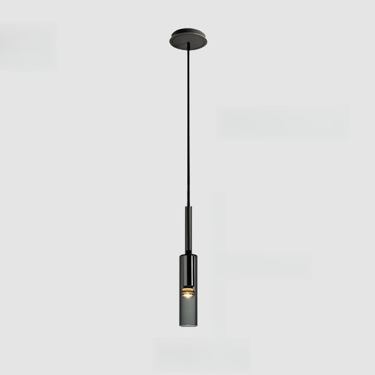 Modern Black Clear Glass Cylinder Tube Pendant Light Image - 6