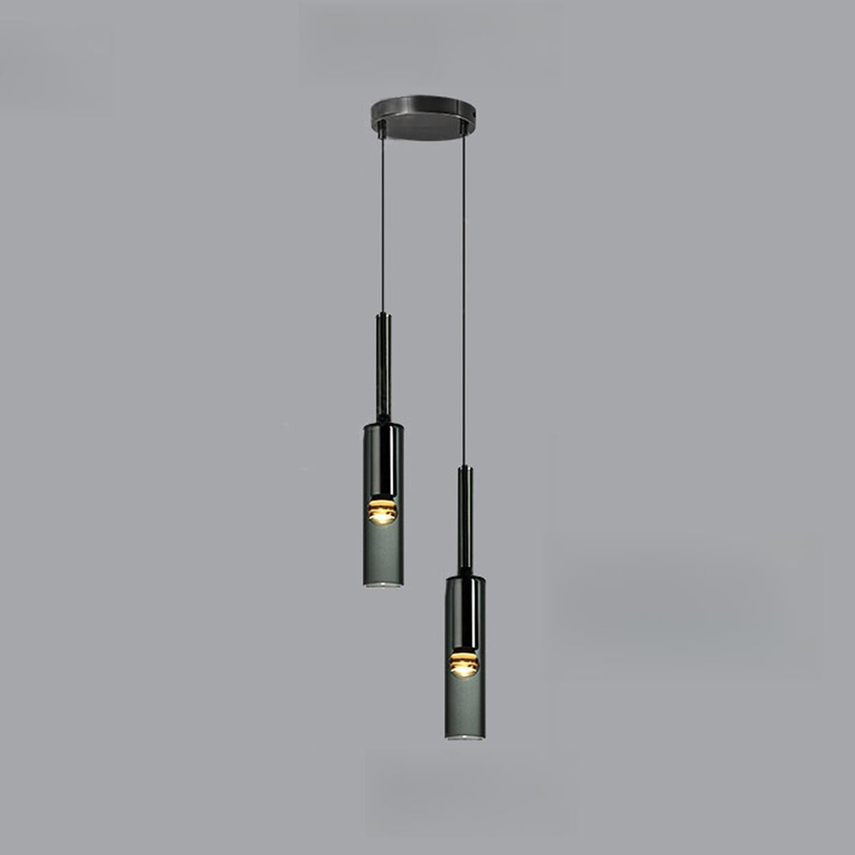 Modern Black Clear Glass Cylinder Tube Pendant Light Image - 7