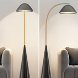 Modern Black Cone Base and Dome Shade Floor Lamp Image - 11