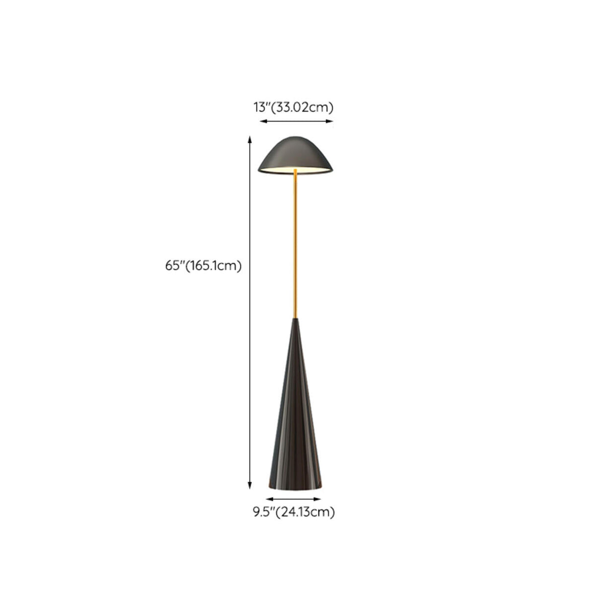 Modern Black Cone Base and Dome Shade Floor Lamp 