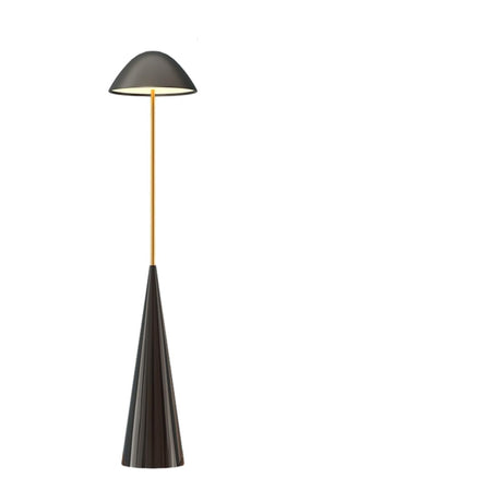 Modern Black Cone Base and Dome Shade Floor Lamp Image - 2