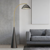 Modern Black Cone Base and Dome Shade Floor Lamp Image - 4