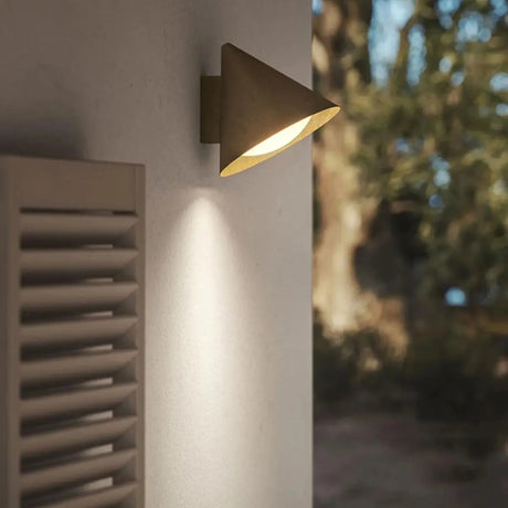 Modern Black Cone Metal Exterior LED Wall Sconce Image - 2