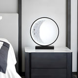 Modern Black Creative Crescent Moon Circular Table Lamp Image - 11