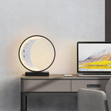 Modern Black Creative Crescent Moon Circular Table Lamp Image - 12