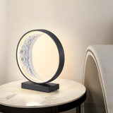 Modern Black Creative Crescent Moon Circular Table Lamp Image - 2