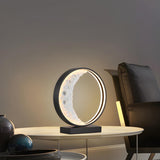 Modern Black Creative Crescent Moon Circular Table Lamp Image - 3