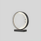 Modern Black Creative Crescent Moon Circular Table Lamp Image - 5