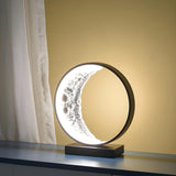 Modern Black Creative Crescent Moon Circular Table Lamp Image - 8