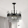 Modern Black Crown Crystal Pendant Kids Room Chandelier Image - 1