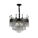 Modern Black Crown Crystal Pendant Kids Room Chandelier Image - 3