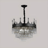 Modern Black Crown Crystal Pendant Kids Room Chandelier Image - 4