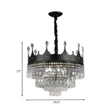 Modern Black Crown Crystal Pendant Kids Room Chandelier Image - 7